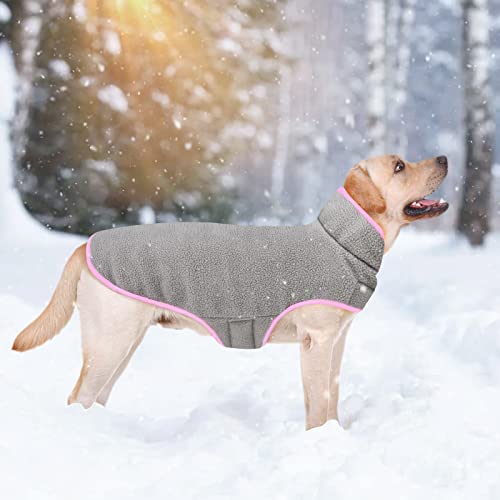 Malier Dog Winter Coat, Reversible Fleece Dog Cold Weather Coats Dog Jacket for Dogs, Windproof Warm Dog Coat Snow Dog Jacket Vest Pet Dog Clothes for Small Medium Large Dogs (Medium, Pink)