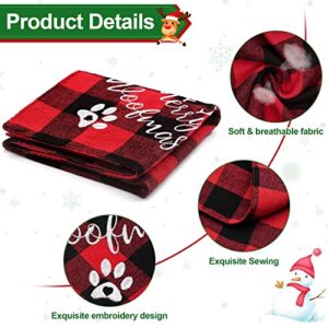Yoochee Christmas Dog Bandana, Classic Plaid Embroidered Pet Bandana, Holiday Cotton Washable Dog Triangle Bibs Scarf, Pet Costume Accessories for Small Medium Large Dogs Cats Pets (Large, Red)