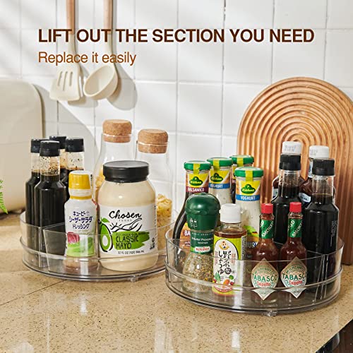 Boconia 2 Pack 10.6" Lazy Susan Organizer with 3 Removable Bins Pantry Organization and Storage Lazy Susan Turntable for Cabinet Medicine Cabinet Organizer Spice Spinner Kitchen, Countertop, Bathroom