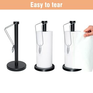 Stainless Steel Paper Towel Holder, Countertop Paper Towels Stand with Steel Arm for Kitchen Dinning Room -Black