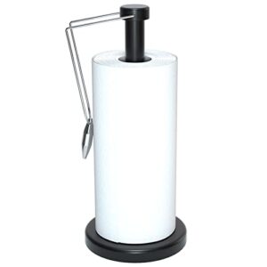 stainless steel paper towel holder, countertop paper towels stand with steel arm for kitchen dinning room -black