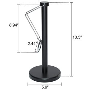 Stainless Steel Paper Towel Holder, Countertop Paper Towels Stand with Steel Arm for Kitchen Dinning Room -Black