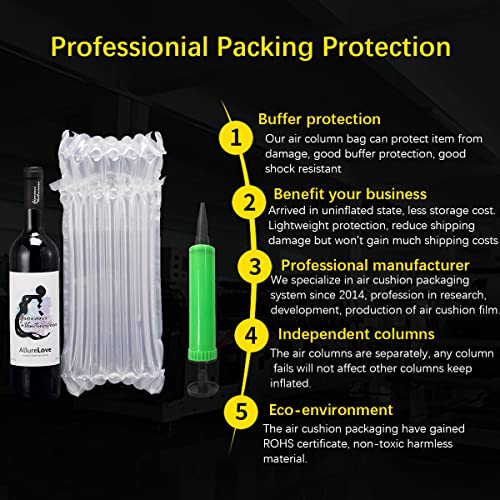 RESISSHO Wine Bottle Protector for Travel, 50 Pack Wine Bags for Travel Inflatable for Wine Fruit with Free Pump Wine Bottle Protector Air Column Cushion Sleeves for Packaging