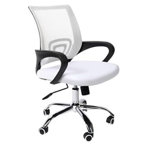 yssoa task mesh computer wheels and arms and lumbar support study chair for students teens men women for dorm home office, adjustable height, white