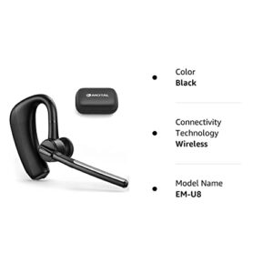 emotal Bluetooth Headset for Cellphones Dual-Mic ENC +CVC 8.0 Noise Cancelling APT-X HiFi Stereo 200Hours Standby 18Hours HD Talktime Bluetooth Earpiece Compatible with Storage Case (Blue Black, U8)