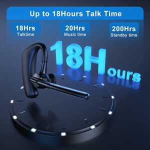 emotal Bluetooth Headset for Cellphones Dual-Mic ENC +CVC 8.0 Noise Cancelling APT-X HiFi Stereo 200Hours Standby 18Hours HD Talktime Bluetooth Earpiece Compatible with Storage Case (Blue Black, U8)