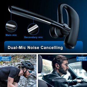 emotal Bluetooth Headset for Cellphones Dual-Mic ENC +CVC 8.0 Noise Cancelling APT-X HiFi Stereo 200Hours Standby 18Hours HD Talktime Bluetooth Earpiece Compatible with Storage Case (Blue Black, U8)