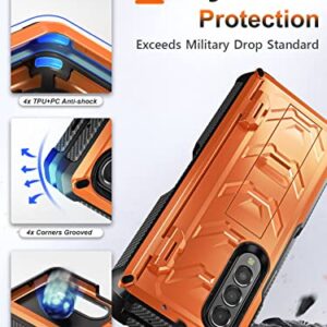 BXYJY for Samsung Galaxy Z Fold 3 Case with S Pen Holder, Built-in Kickstand/HD Screen Protector/Camera & Hinge Protection, 360° Protection Phone Case Cover for Samsung Galaxy Z Fold 3 5g (Orange)