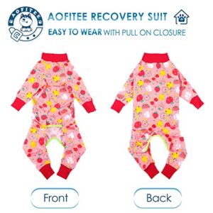 AOFITEE Dog Recovery Suit After Surgery Dog Onesie, Dog Surgical Recovery Shirt for Abdominal Wounds, Fruits Printed Dog Pajamas Bodysuit for Medium Large Dog Cone Alternative, Full Body for Shedding