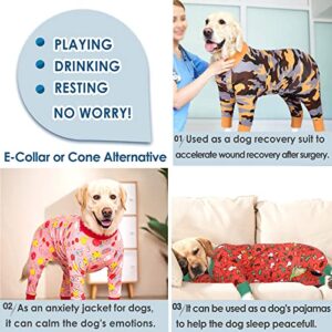 AOFITEE Dog Recovery Suit After Surgery Dog Onesie, Dog Surgical Recovery Shirt for Abdominal Wounds, Fruits Printed Dog Pajamas Bodysuit for Medium Large Dog Cone Alternative, Full Body for Shedding