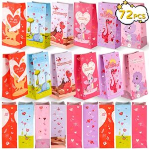 valentine gift bags with valentines stickers - 72 pcs valentine treat bags + 72 pcs valentine’s day stickers, valentines candy bags, goodie bags for valentine’s classroom party favors gifts exchange