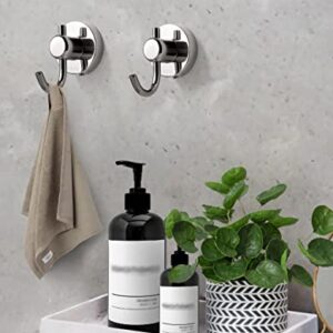 BnmxTek Towel Hooks for Bathroom, Bath Towel Hooks 2 Packs, Wall Towel Hanger Coat Robe Hooks Heavy Duty for Bathrooms/Bedrooms/Kitchen/Garage/Hotel,Silver, SUS304, Wall Mounted