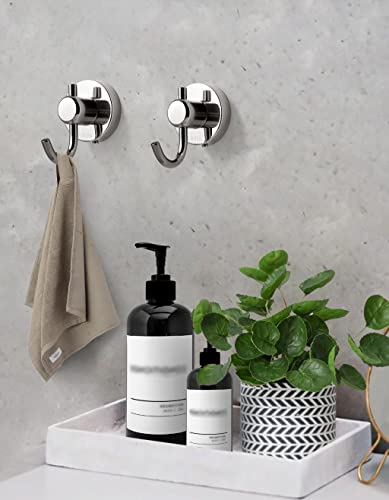 BnmxTek Towel Hooks for Bathroom, Bath Towel Hooks 2 Packs, Wall Towel Hanger Coat Robe Hooks Heavy Duty for Bathrooms/Bedrooms/Kitchen/Garage/Hotel,Silver, SUS304, Wall Mounted