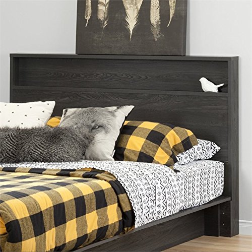 Home Square 2 Piece Queen Bed Frame with Headboard Set - Queen Platform Bed with Storage Drawers & Queen Headboard in Gray Oak