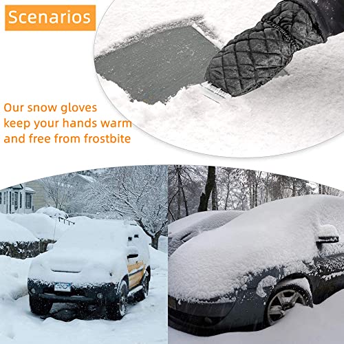 2 Pack Ice Scraper Mitt for Car Windshield,Ice Scraper with Glove Warming Car,Thickened Warm and Waterproof Ice Scraping Gloves,Snow Scraping Tools for Cars in Winter Accessories,Detachable Cleaner