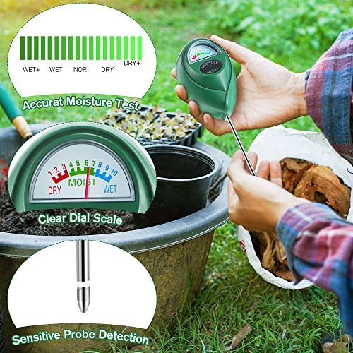 4 Packs Soil Moisture Sensor Meter Set, Outdoor Soil Meter for Plant Test, Water Monitor Indicator for Indoor Gardening, Soil Pot Plants Humidity Tester Kit for Yard, Lawn, Farm, No Batteries Required