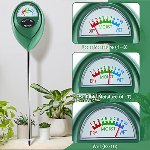 4 Packs Soil Moisture Sensor Meter Set, Outdoor Soil Meter for Plant Test, Water Monitor Indicator for Indoor Gardening, Soil Pot Plants Humidity Tester Kit for Yard, Lawn, Farm, No Batteries Required