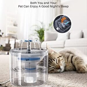 Cat Water Fountain, 88oz/2.6L Ultra Quiet Pump Cat Drinking Waterer with 3 Large Filters 5 Layers Circulating, BPA-Free Automatic Pet Visible Water Level Dog Water Dispenser, Cat Water Bowl