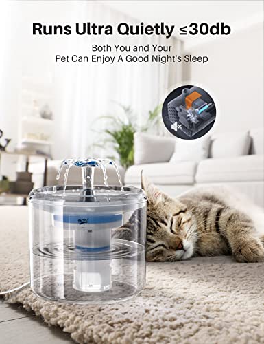 Cat Water Fountain, 88oz/2.6L Ultra Quiet Pump Cat Drinking Waterer with 3 Large Filters 5 Layers Circulating, BPA-Free Automatic Pet Visible Water Level Dog Water Dispenser, Cat Water Bowl