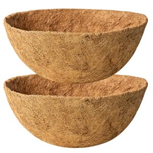 Karlliu 2 Pack 16 Inch Round Replacement Coco Liners for Hanging Basket Natural Coconut Fiber Liner for Flower Planter Coco Coir Pots for Outdoor Garden