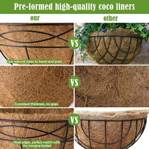 Karlliu 2 Pack 16 Inch Round Replacement Coco Liners for Hanging Basket Natural Coconut Fiber Liner for Flower Planter Coco Coir Pots for Outdoor Garden