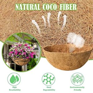 Karlliu 2 Pack 16 Inch Round Replacement Coco Liners for Hanging Basket Natural Coconut Fiber Liner for Flower Planter Coco Coir Pots for Outdoor Garden