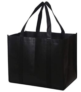 general purpose tote bags reusable plastic groceries bags (3bags) | heavy duty foldable tote |grocery shopping | bulk bags with large handles | tote bag for travel, parties