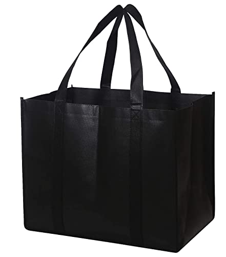 General purpose tote bags Reusable plastic groceries bags (3bags) | heavy duty foldable tote |grocery shopping | bulk bags with large handles | tote bag for travel, parties