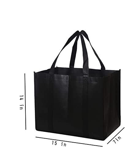 General purpose tote bags Reusable plastic groceries bags (3bags) | heavy duty foldable tote |grocery shopping | bulk bags with large handles | tote bag for travel, parties