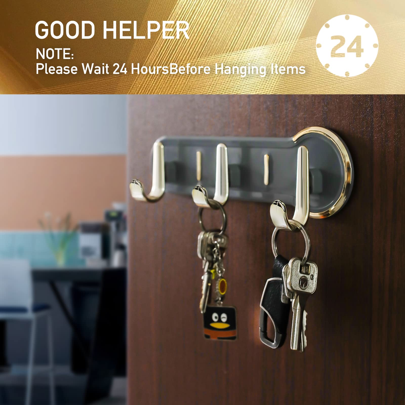 HDAJY Key Holder for Wall, Nail-Free Key Holder, Premium Plastic Wall Key Holder Be Used for Kitchen, Bathroom, Office, Hallway, Grey.