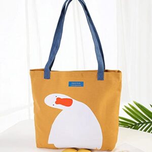 AWXZOM Cute Canvas Tote Bag graphic tote bag funny bags Lunch Grocery (yellow duck)