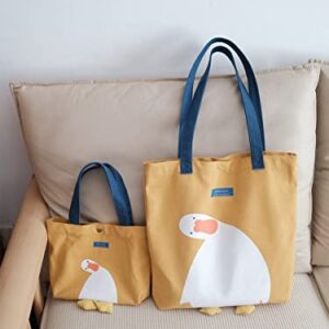 AWXZOM Cute Canvas Tote Bag graphic tote bag funny bags Lunch Grocery (yellow duck)