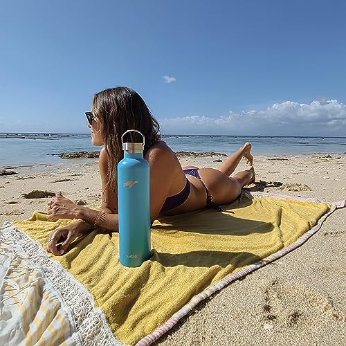 Stainless Steel Insulated Metal Water Bottle Thermos, Double Vaccum, Leak Proof, 32 oz, Blue, Durable Thermal Coffee & Tea Flask with Temperature Retention, 24hr Cold 12hr Hot Canteen by Turtle Brand