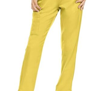MediChic Mini Marilyn Womens Scrubs 4-Way Stretch Straight Leg Six Pocket Pants with Cargo Pockets Yellow