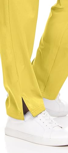 MediChic Mini Marilyn Womens Scrubs 4-Way Stretch Straight Leg Six Pocket Pants with Cargo Pockets Yellow