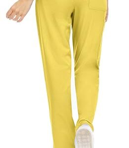 MediChic Mini Marilyn Womens Scrubs 4-Way Stretch Straight Leg Six Pocket Pants with Cargo Pockets Yellow