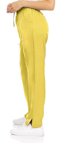 MediChic Mini Marilyn Womens Scrubs 4-Way Stretch Straight Leg Six Pocket Pants with Cargo Pockets Yellow