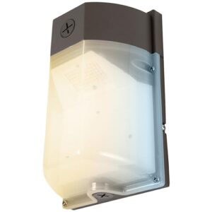 sunlite 85123 led mini wall pack outdoor fixture, power selectable 8w/10w/15w/25w, 3500 lmns, color selectable 30k/40k/50k, dimmable, d2d photocell, etl listed, bronze, residential, commercial