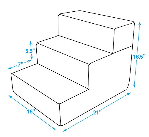 Best Pet Supplies Foldable Foam Steps for Small Pets, Portable Ramp Stairs for Couch, Sofa, & High Bed Climbing, Non-Slip Indoor Step Support, Paw Safe - Gray Lattice, 3-Step (H: 16.5") (STF240C-S)