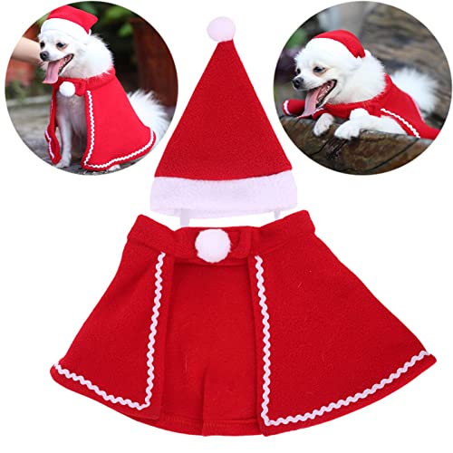 Generic Pet Christmas Costume Outfits Dress up Cosplay Clothes Cloak Cape Hat for Kitten Small Medium Dogs Cats Accessories Apparel Decoration