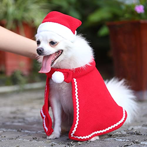 Generic Pet Christmas Costume Outfits Dress up Cosplay Clothes Cloak Cape Hat for Kitten Small Medium Dogs Cats Accessories Apparel Decoration
