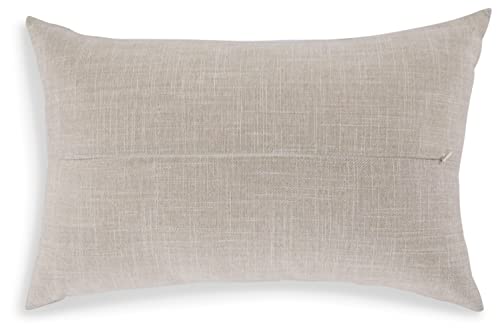 Signature Design by Ashley Whisperich Minimalist Rectangular Indoor/Outdoor Pillow with Scripted Accent, 22" x 14", Light Brown & Black