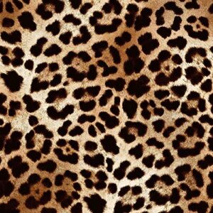 Texco Inc Printed Rayon Jersey Knit 4 Way Stretch/Leopard Pattern/Maternity, Apparel, DIY Fabric, Black Golden Brown 3 Yards