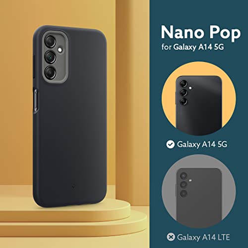 Caseology Nano Pop for Samsung Galaxy A14 5G Case [Military Grade Drop Tested] Dual Layer Silicone Case (2023) North America - Black Sesame