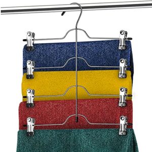 deilsy 4-tier skirt hanger 3pk skirt hangers with clips space-saving tiered skirt hangers with adjustable clips cascading clothing hangers for skirts, shorts, pants, jean