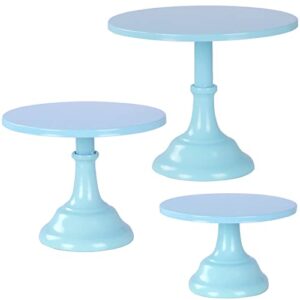 3 piece metal cake stand, cake pop stand set of disc diameter 8" 10" 12", tall cake stands for dessert table, perfect display for wedding, graduation party, birthday, baby shower, decorations (blue)