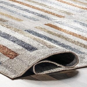 nuLOOM ROS Striped Columns Machine Washable Accent Rug, 3x5, Beige