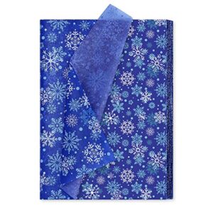 whaline 100 sheets winter tissue paper snowflakes printed gift wrapping paper dark blue white snow flakes xmas art tissue paper for christmas diy crafts gift bags winter party decor, 13.8 x 19.7"