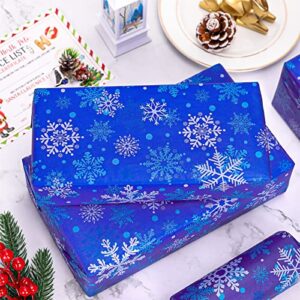 Whaline 100 Sheets Winter Tissue Paper Snowflakes Printed Gift Wrapping Paper Dark Blue White Snow Flakes Xmas Art Tissue Paper for Christmas DIY Crafts Gift Bags Winter Party Decor, 13.8 x 19.7"