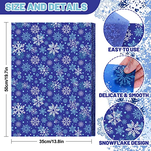 Whaline 100 Sheets Winter Tissue Paper Snowflakes Printed Gift Wrapping Paper Dark Blue White Snow Flakes Xmas Art Tissue Paper for Christmas DIY Crafts Gift Bags Winter Party Decor, 13.8 x 19.7"